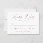 Modern Elegant Paarse Script bruiloft RSVP Kaartje (Voorkant)