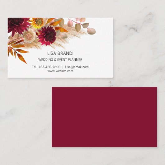 Modern Elegant Pampas Grass Floral Visitekaartje (Voorkant / Achterkant)