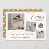 Modern Elegant Pasen Zegeningen Script 3 Foto Feestdagenkaart (Voorkant / Achterkant)