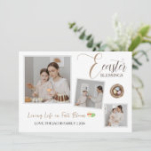 Modern Elegant Pasen Zegeningen Script 3 Foto Feestdagenkaart (Staand voorkant)