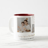 Modern Elegant Pasen Zegeningen Script 3 Foto Tweekleurige Koffiemok (Voorkant links)