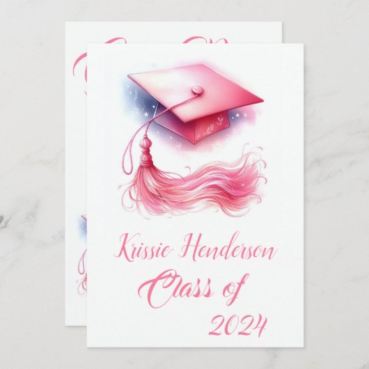 Modern Elegant Pastel Afstuderen Aankondiging (Voorkant / Achterkant)