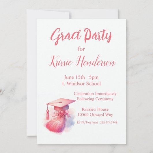 Modern Elegant Pastel Afstuderen Kaart (Achterkant)