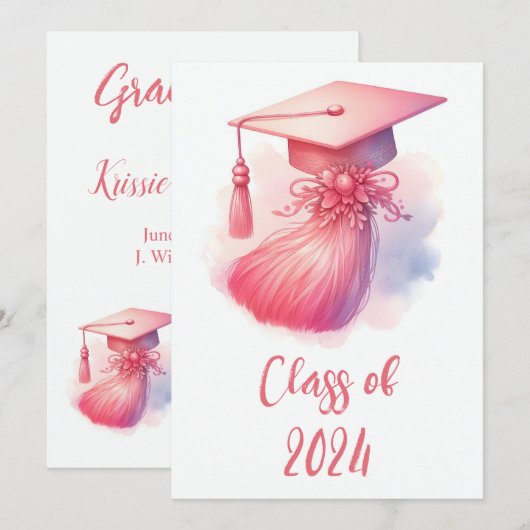 Modern Elegant Pastel Afstuderen Kaart (Voorkant / Achterkant)