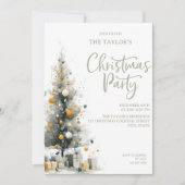 Modern Elegant Pastel Christmas Tree Party Kaart (Voorkant)