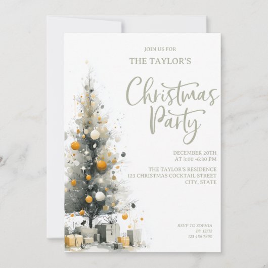 Modern Elegant Pastel Christmas Tree Party Kaart (Voorkant)