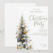 Modern Elegant Pastel Christmas Tree Party Kaart (Voorkant / Achterkant)