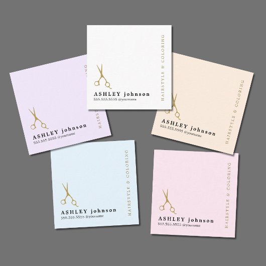 Modern Elegant Pastel Faux Gouden Schaar Haar Vierkante Visitekaartje