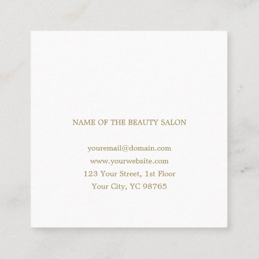 Modern Elegant Pastel Faux Gouden Schaar Haar Vierkante Visitekaartje (Achterkant)