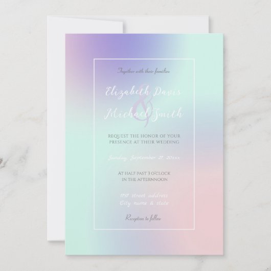 Modern Elegant Pastel Roze Mint Paarse Gradient Kaart (Voorkant)