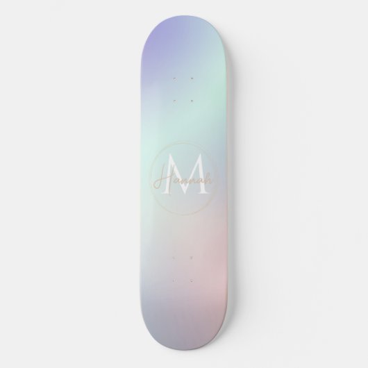 Modern Elegant Pastel Roze Mint Paarse Gradient Persoonlijk Skateboard (Voorkant)