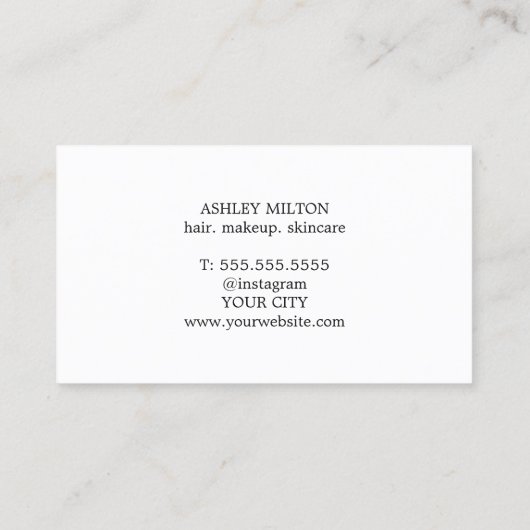 Modern Elegant Pastel White Beauty Hair Makeup Visitekaartje (Achterkant)