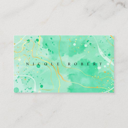 modern elegant Patisserie creme Chef groen marmer Visitekaartje (Achterkant)