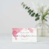 modern elegant Patisserie creme Chef roze marmer Visitekaartje (Staand voorkant)