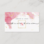 modern elegant Patisserie creme Chef roze marmer Visitekaartje (Voorkant)