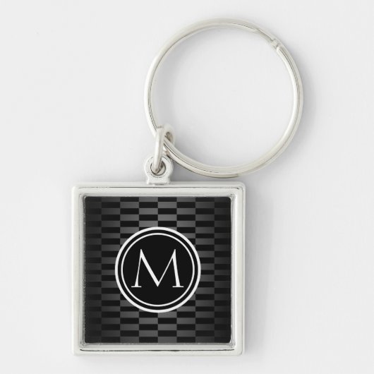 Modern Elegant Patroon en Monogram Sleutelhanger (Voorkant)