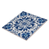 Modern Elegant Patroon Spaans Azulejo Decor Blauw Tegeltje (Zijkant)