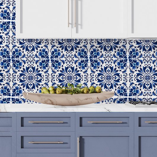 Modern Elegant Patroon Spaans Azulejo Decor Blauw Tegeltje