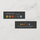 Modern Elegant Paws Pet Sitter Veterinarian Mini Visitekaartje (Voorkant / Achterkant)