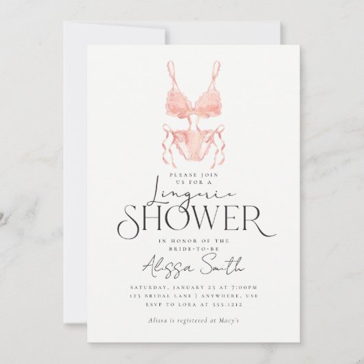 Modern Elegant Peach Lingerie Vrijgezellenfeest Kaart (Voorkant)