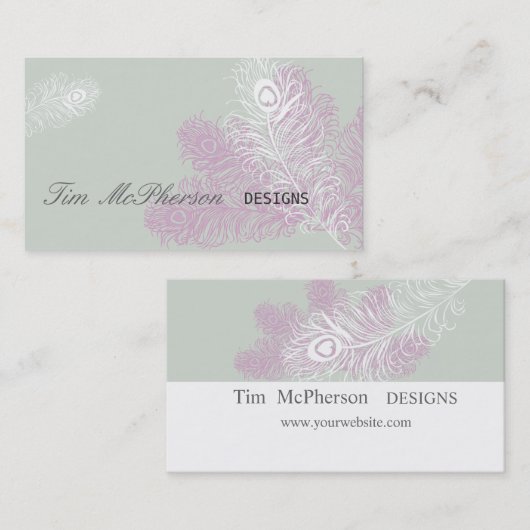 Modern Elegant Peacock Feathers Mardi Gras Visitekaartje (Voorkant / Achterkant)