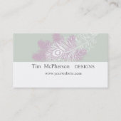 Modern Elegant Peacock Feathers Mardi Gras Visitekaartje (Achterkant)