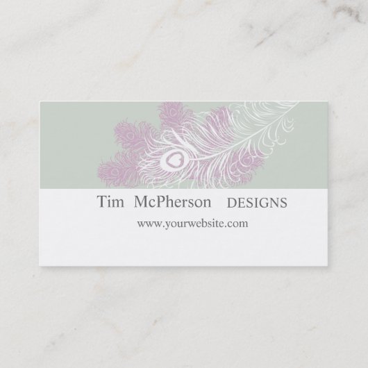 Modern Elegant Peacock Feathers Mardi Gras Visitekaartje (Achterkant)