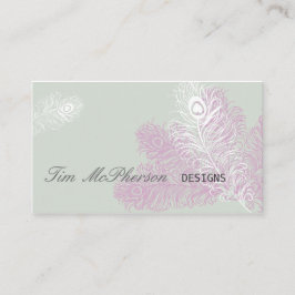 Modern Elegant Peacock Feathers Mardi Gras Visitekaartje