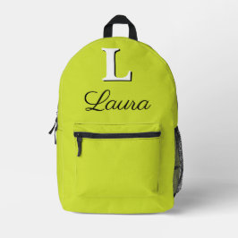 Modern Elegant Pear Geel Groen Monogram Bedrukte Rugzak