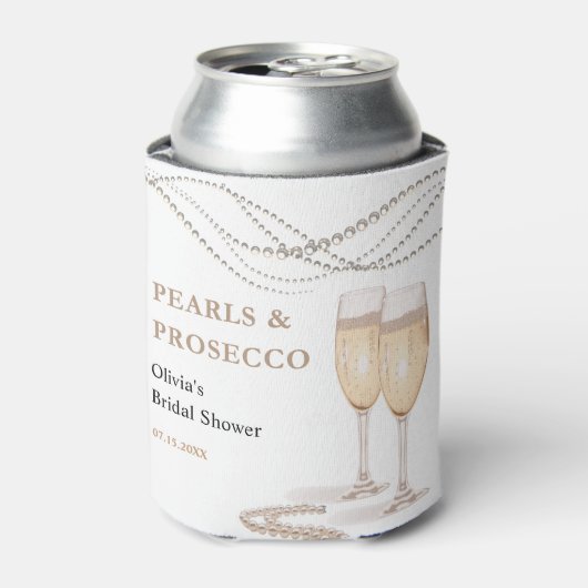 Modern Elegant Pearls en Prosecco Vrijgezellenfees Blikjeskoeler (Blikje Voorkant)