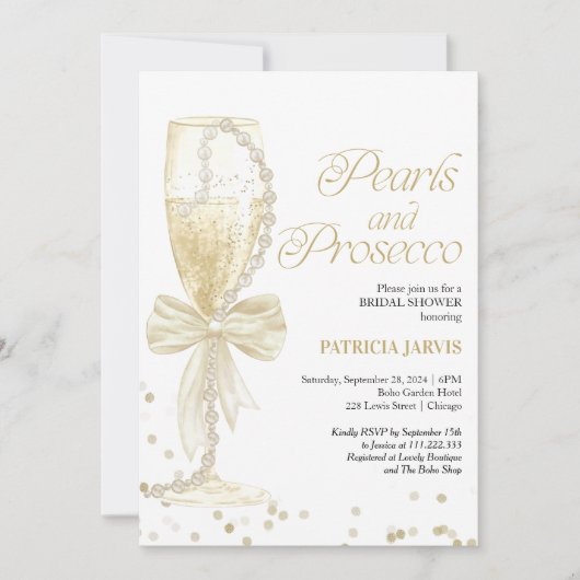 Modern Elegant Pearls en Prosecco Vrijgezellenfees Kaart (Voorkant)