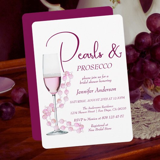 Modern Elegant Pearls en Prosecco Vrijgezellenfees Kaart