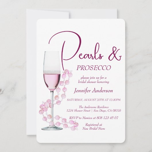 Modern Elegant Pearls en Prosecco Vrijgezellenfees Kaart (Voorkant)