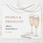 Modern Elegant Pearls & Prosecco Vrijgezellenfeest Sparkling Wijnetiket (Enkel label)