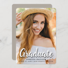 Modern elegant penseelscript | Trendy Photo Afstud Aankondiging