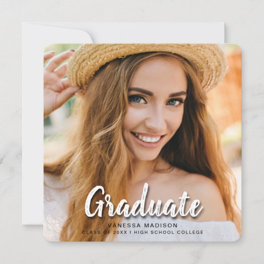 Modern elegant penseelscript | Trendy Photo Afstud Aankondiging (Voorkant)