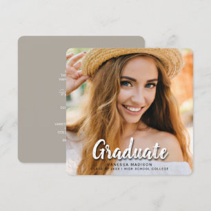 Modern elegant penseelscript Trendy Photo Afstud Aankondiging
