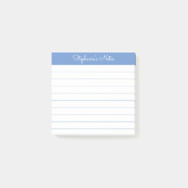 Modern Elegant Periwinkle Blue Personalized Lined Post-it® Notes