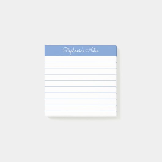 Modern Elegant Periwinkle Blue Personalized Lined Post-it® Notes (Voorkant)