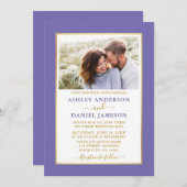 Modern Elegant Periwinkle Gold Wedding Kaart (Voorkant / Achterkant)