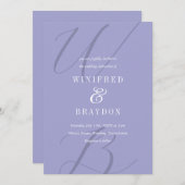 Modern Elegant Periwinkle Monogram Weddenschap Kaart (Voorkant / Achterkant)