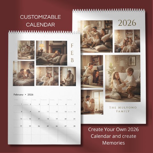 Modern & Elegant Personalized 2026 Calendar Kalender