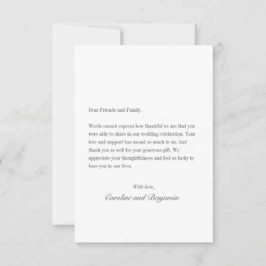 Modern Elegant Personalized Message Weddenschap Bedankkaart (Achterkant)