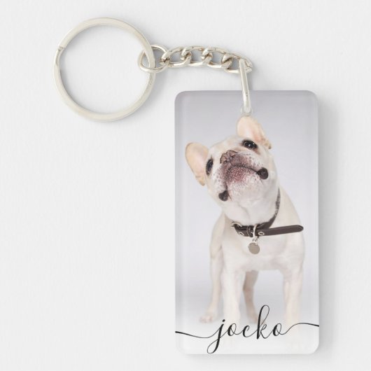 Modern Elegant Personalized Photo and Text  Sleutelhanger (Voorkant)