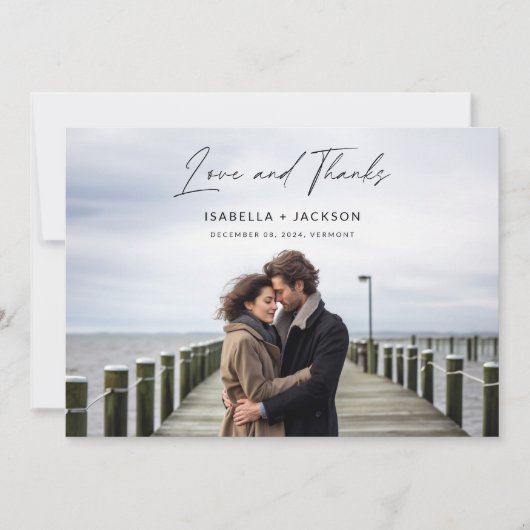 Modern Elegant Personalized Photo Wedding Bedankkaart (Voorkant)