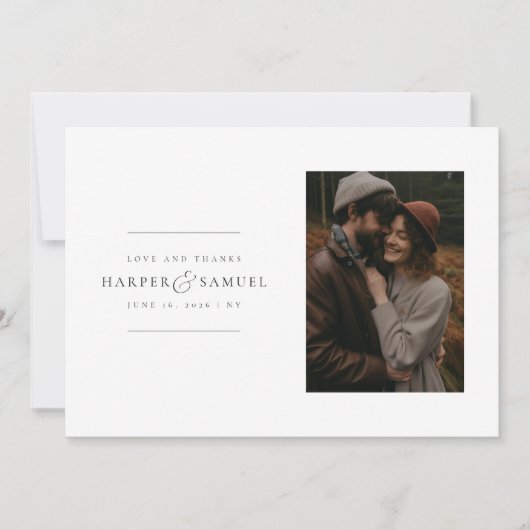 Modern Elegant Personalized Photo Wedding Bedankkaart (Voorkant)