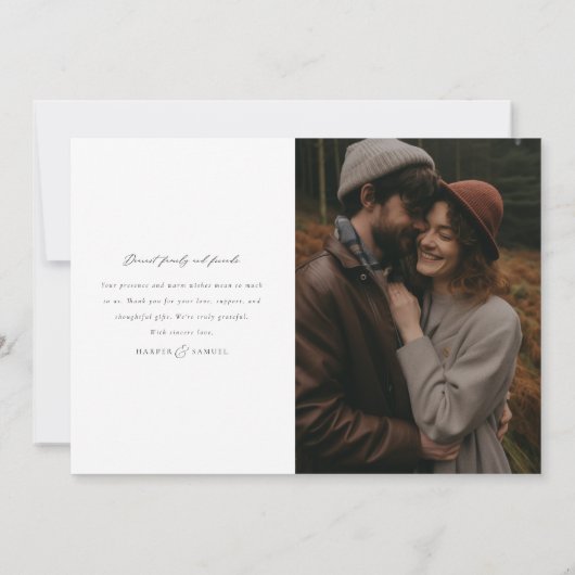 Modern Elegant Personalized Photo Wedding Bedankkaart (Achterkant)