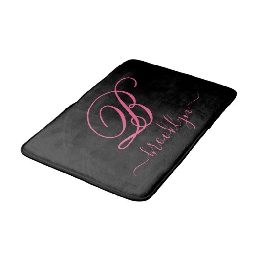 Modern Elegant Personalized Pink Name Monogramed Badmat (Gekanteld)