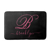 Modern Elegant Personalized Pink Name Monogramed Badmat (Voorkant)