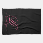 Modern Elegant Personalized Pink Name Monogramed Theedoek (Horizontaal)